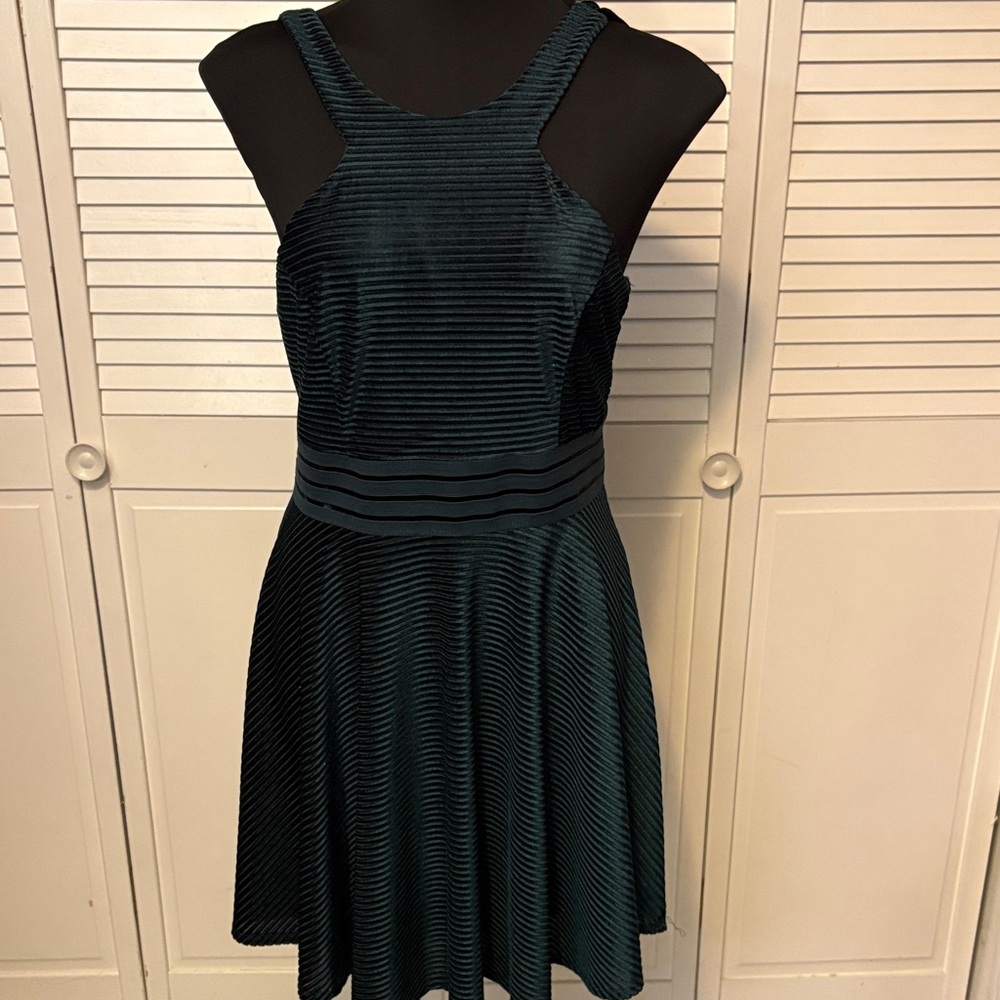 City Triangles Green Velvet Mini Dress